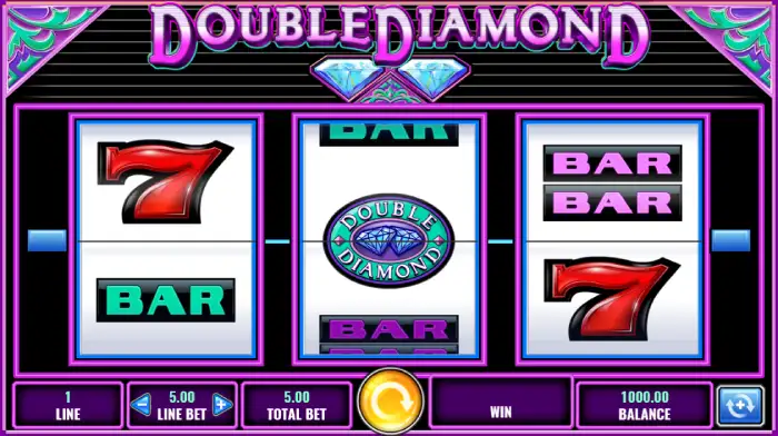 Double Diamond Deluxe pokie gameplay – 3 reels with Diamond wild symbols